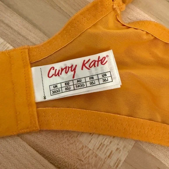 Curvy Kate Yellow Lace Sheer Full Cup Bra 36J Gorgeous Everyday Comfort Uplift - Picture 4 of 5